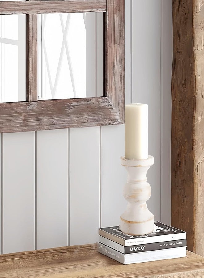 CedarLux Rustic Pillar Candle Holder, 6 Inch White Wooden Candlestick Holders, Farmhouse Candle Stands for Pillar Candle,Decorative Wood Candlestick Holders for Living Room, Table Centerpiece - Image 5